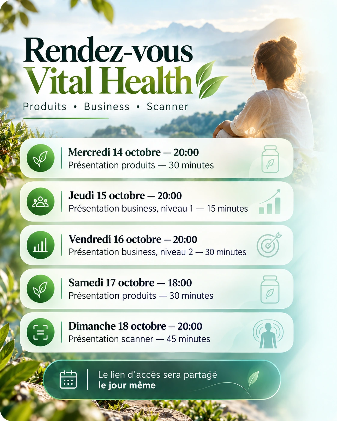Rendez-vous Vital Health du 14 au 18 octobre : présentations produits, business niveaux 1 et 2 et scanner